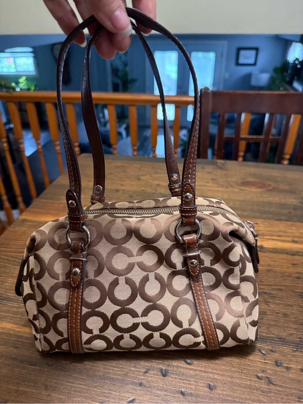 Coach Mini Brown Patterned Bonnie Satchel Shoulder Bag